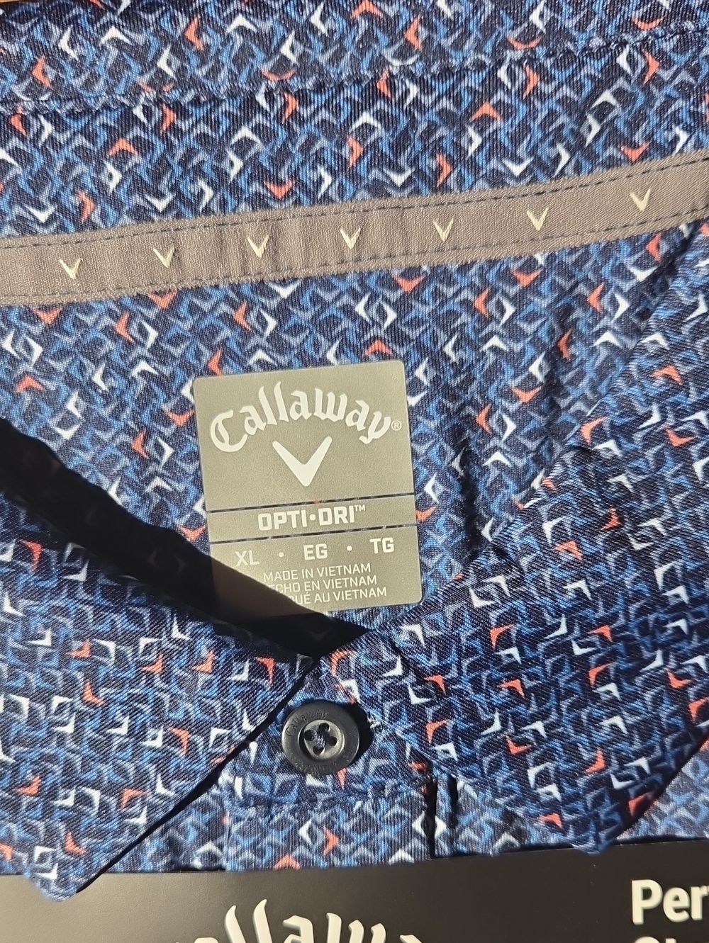 Callaway Men’s Blue Patterned Performance Polo - Picture 2 of 3